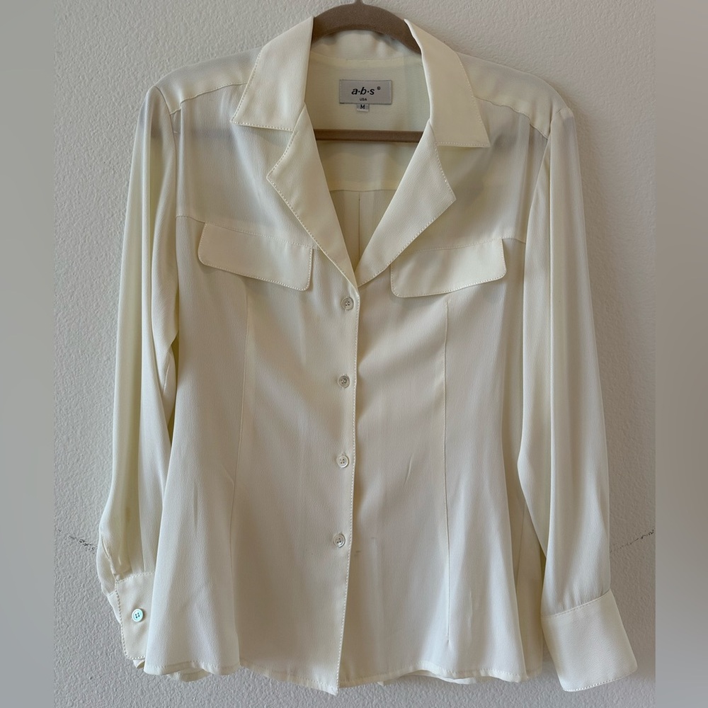 abs Vintage Cream/Pale Yellow Button Down (Medium)